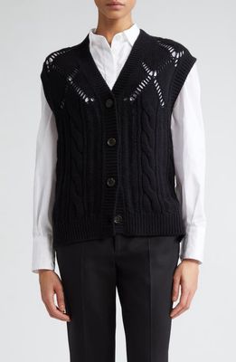 Maria McManus Argyle Oversize Recycled Cashmere & Organic Cotton Sweater Vest in Black