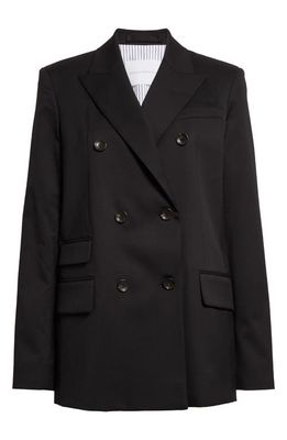 Maria McManus Billiet Double Breasted Stretch Twill Blazer in Black