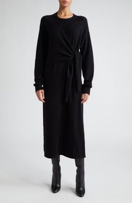 Maria McManus Knot Long Sleeve Recycled Cashmere & Organic Cotton Sweater Dress in Black