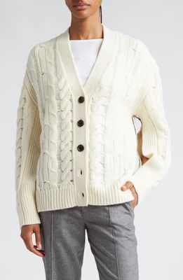 Maria McManus Oversize Cable Knit Wool Cardigan in Ivory