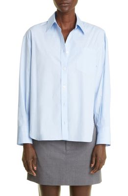 Maria McManus Oversize Organic Cotton Button-Up Shirt in Sky Blue Poplin