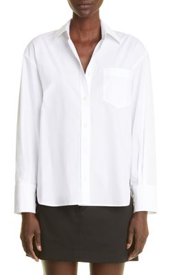 Maria McManus Oversize Organic Cotton Button-Up Shirt in White Poplin