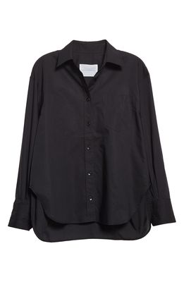 Maria McManus Oversize Organic Cotton Voile Button-Up Shirt in Black Voile