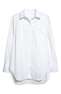 Maria McManus Oversize Stripe Organic Cotton Button-Up Shirt in Ivory And White