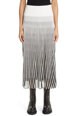 Maria McManus Pleated Stripe Skirt in Ivory W/Black Stripe