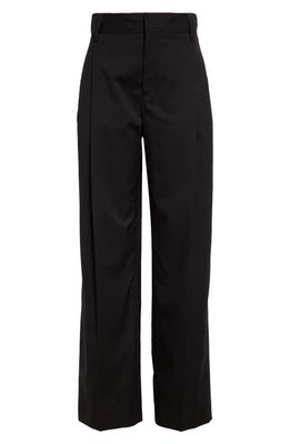 Maria McManus Straight Leg Stretch Wool Trousers in Black