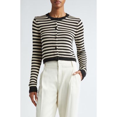 Maria McManus Stripe Shrunken Cardigan in Black/Eggshell Stripe 