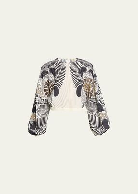 Maria Pleated Jose Pajarito-Print Crop Top