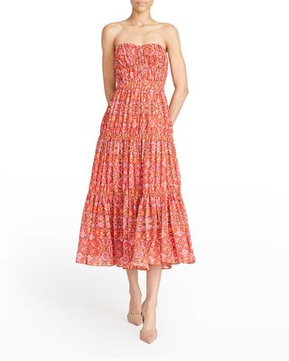 Mariana Floral-Print Strapless Midi Dress