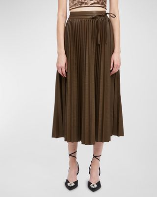 Maribel Pleated Drawstring Midi Skirt