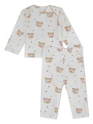 Marie-Chantal bear-print organic cotton pajama set - Neutrals