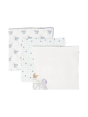 Marie-Chantal graphic-print muslin cloths - White