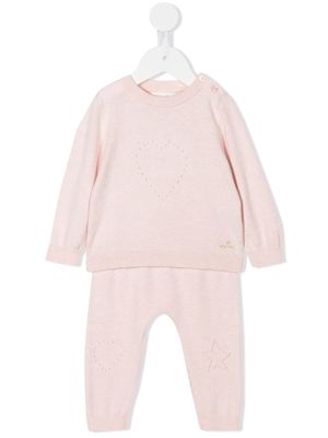 Marie-Chantal perforated-detail two-piece babygrow set - Pink