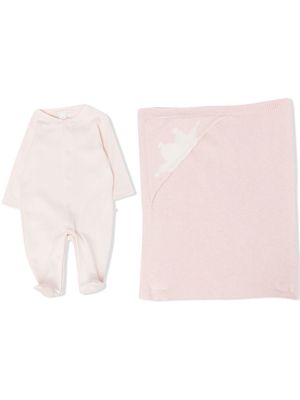Marie-Chantal two-piece cotton babygrow set - Pink