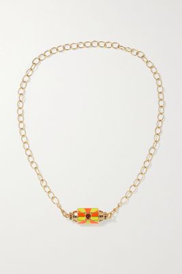 Marie Lichtenberg - Candy Heart Punk Convertible 14-karat Gold, Garnet, Sapphire And Enamel Necklace - one size