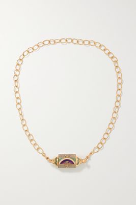 Marie Lichtenberg - Lucky Convertible 18-karat Rose Gold, Enamel, Diamonds And Sapphire Necklace - one size