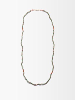 Marie Lichtenberg - Mauli Bead & 18kt Gold Necklace - Mens - Green