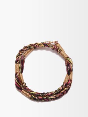 Marie Lichtenberg - Rathi Link Braided-cotton & 18kt Gold Necklace - Mens - Black Multi
