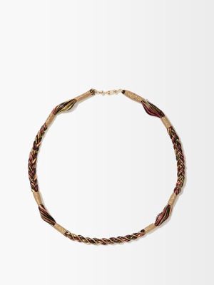 Marie Lichtenberg - Rathi Link Braided-cotton & 18kt Gold Necklace - Womens - Rose Gold