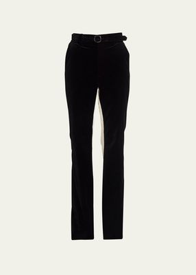 Marie Velvet Straight Leg Belted Pants