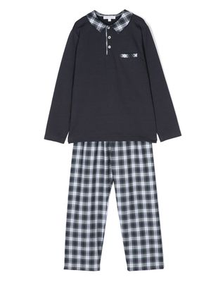 Mariella Ferrari check-print contrast pajama set - Blue