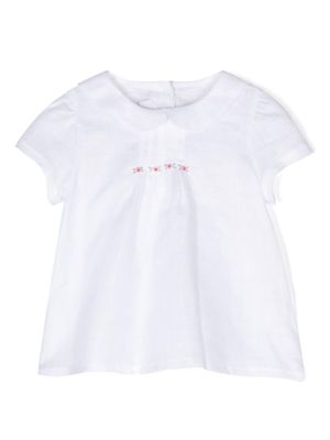 Mariella Ferrari floral-embroidery linen blouse - White