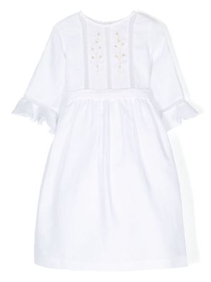 Mariella Ferrari floral-embroidery linen dress - White