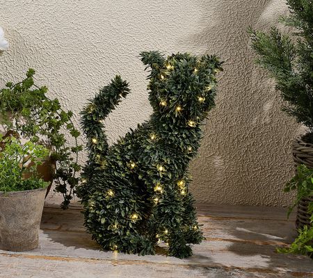 Marigold 17" Cat Topiary with Battery-Operated LED Lights