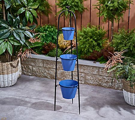 Marigold 3-Tier Metal Plant Stand with Bucket Planters