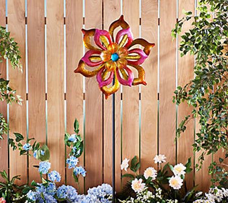 Marigold 75" Metal & Glass Flower Wind Spinner