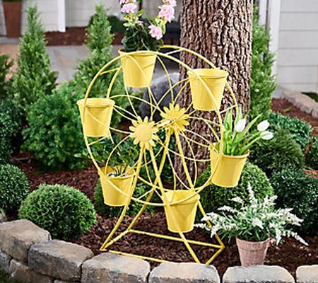 Marigold Ferris Wheel Plant Stand with 6 Bucket Planters