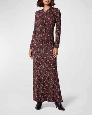 Marigold Floral-Print Long-Sleeve Dress