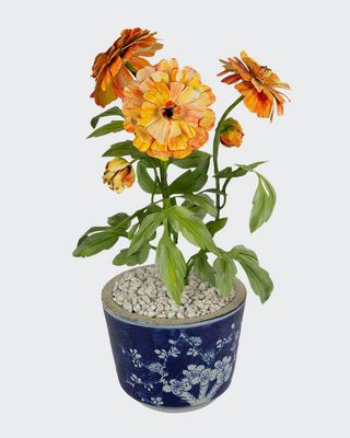 Marigold October Birth Flower in Ceramic Pot