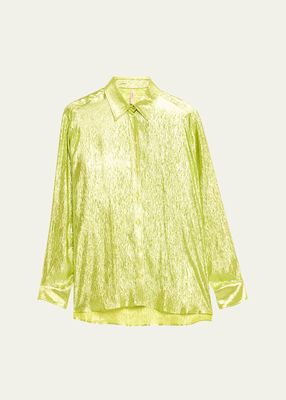 Marilyn Button Down Metallic Voile Blouse