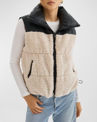Marina Reversible Faux Leather and Fleece Vest
