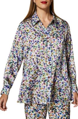 Marina Rinaldi Balza Floral Satin Button-Up Shirt in Wisteria