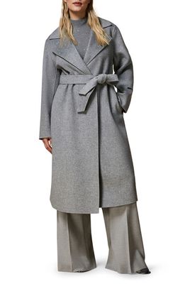 Marina Rinaldi Belted Virgin Wool Trench Coat in Medium Grey