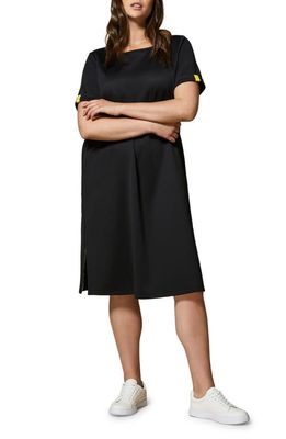 Marina Rinaldi Cotton Blend T-Shirt Midi Dress in Black