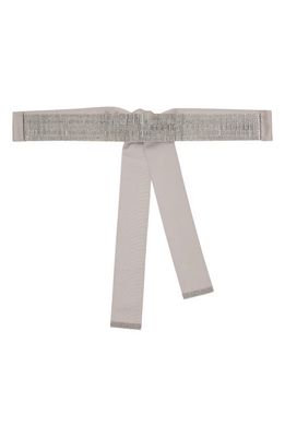 Marina Rinaldi Embellished Pavé Grosgrain Belt in White Grey