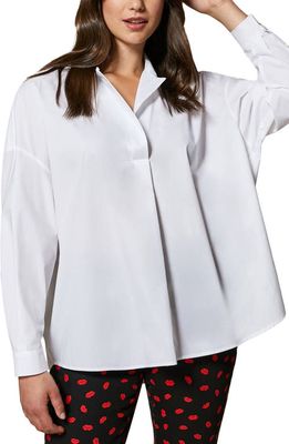 Marina Rinaldi Farsetto Poplin Button-Up Blouse in White