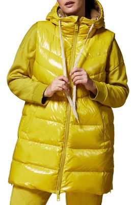 Marina Rinaldi Glossy Quilted Water Repellent Puffer Vest in Mustard