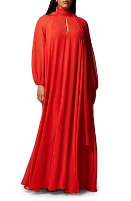 Marina Rinaldi Long Sleeve Crepe Georgette Dress in Red