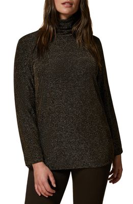 Marina Rinaldi Metallic Jersey Turtleneck in Gold