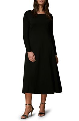 Marina Rinaldi Milano Long Sleeve Knit A-Line Midi Dress in Black