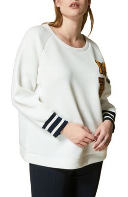 Marina Rinaldi Occhiare Varsity Sweatshirt in White