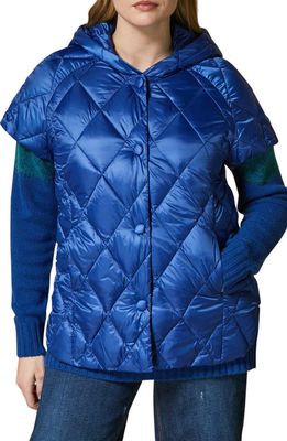 Marina Rinaldi Pacifico Water Repellent Padded Short Sleeve Puffer Jacket in China Blue
