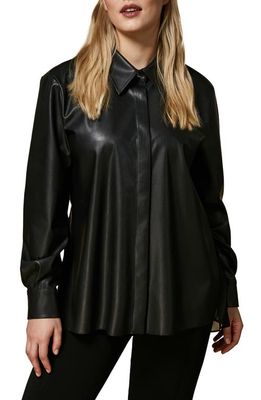 Marina Rinaldi Pleat Back Coated Tunic in Black