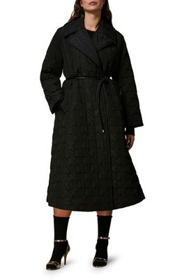 Marina Rinaldi Quilted Belted Water Repellent Jacket in Black