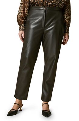 Marina Rinaldi Reims Faux Leather High Waist Straight Leg Trousers in Dark Brown