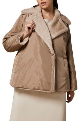 Marina Rinaldi Reversible Faux Fur Jacket in Sand